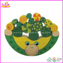 Jeu de bloc d&#39;équilibre en bois enfants de forme de grenouille (W11F010)